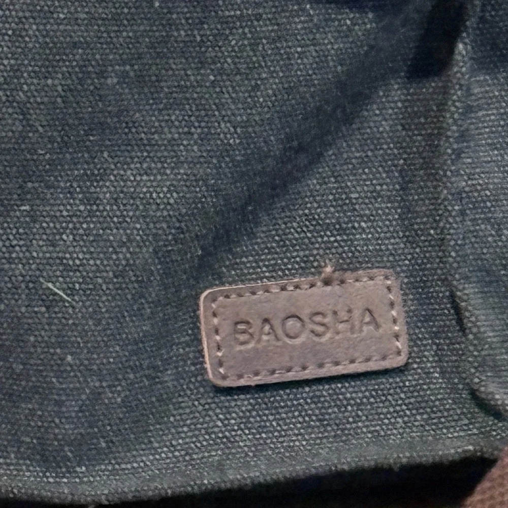 BAOSHA Messenger Bag Mens Black Canvas Laptop Briefcase Office Work Casual OS